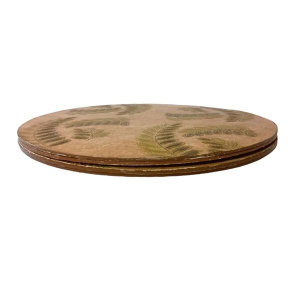 Fern Leaf Round Placemats x 4 PINO Fine Paper Creations Tropical Textured Beach. - Picture 5 of 16